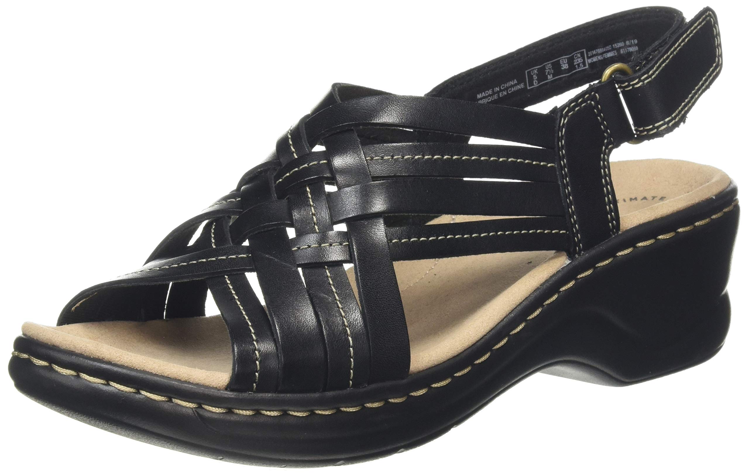 Clarks Lexi Carmen, Sandalias de Talón Abierto Mujer, Negro (Black Leather Black Leather), 39 EU