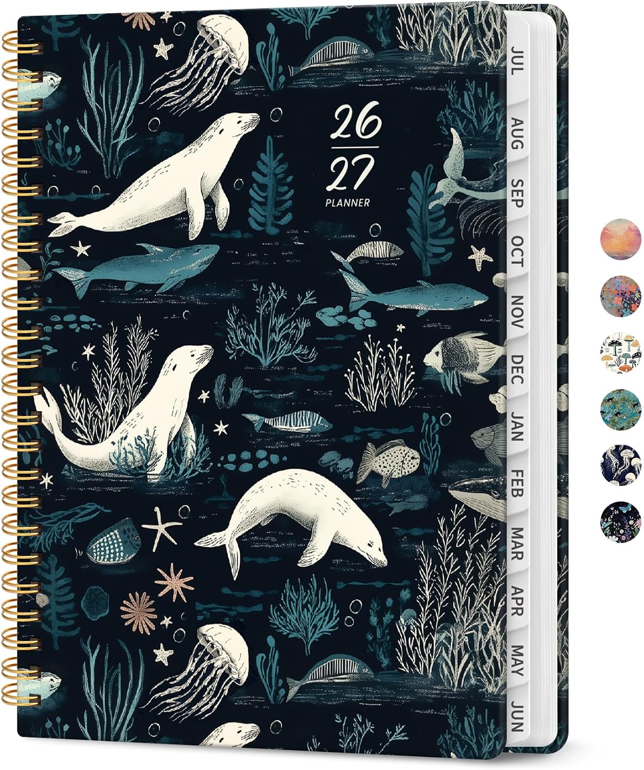 Planner 2026-2027, Academic Year Monthly and Weekly Calendar Planner, Jul 2026 - Jun 2027, Hardcover Teacher Student Planning Agenda book with Tabs, Perfect for School Office Supplies, 6.3" x 8.5" - Wildflowers