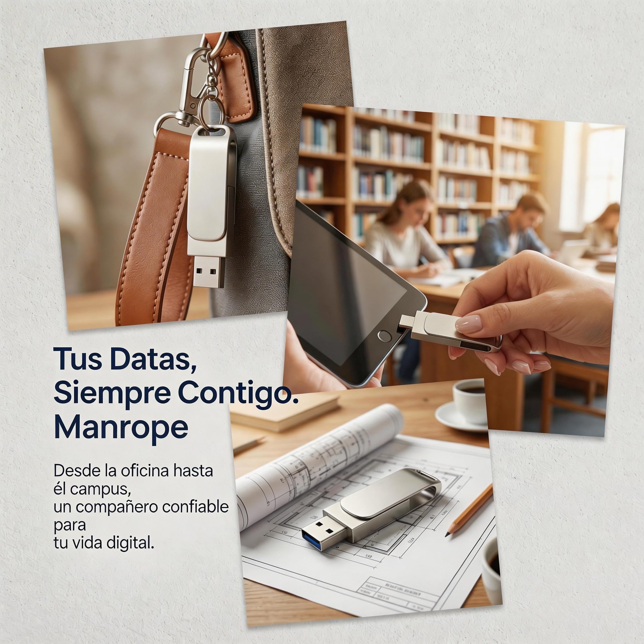 Memoria USB C 256 GB,USB 3.0,Dual Drive Pendrive Tipo C y USB OTG Interfaces duales,Plata Carcasa de Metal Elegante y Duradera,Compatible con Smartphones, Android, iOS,PC, Mac — view 2