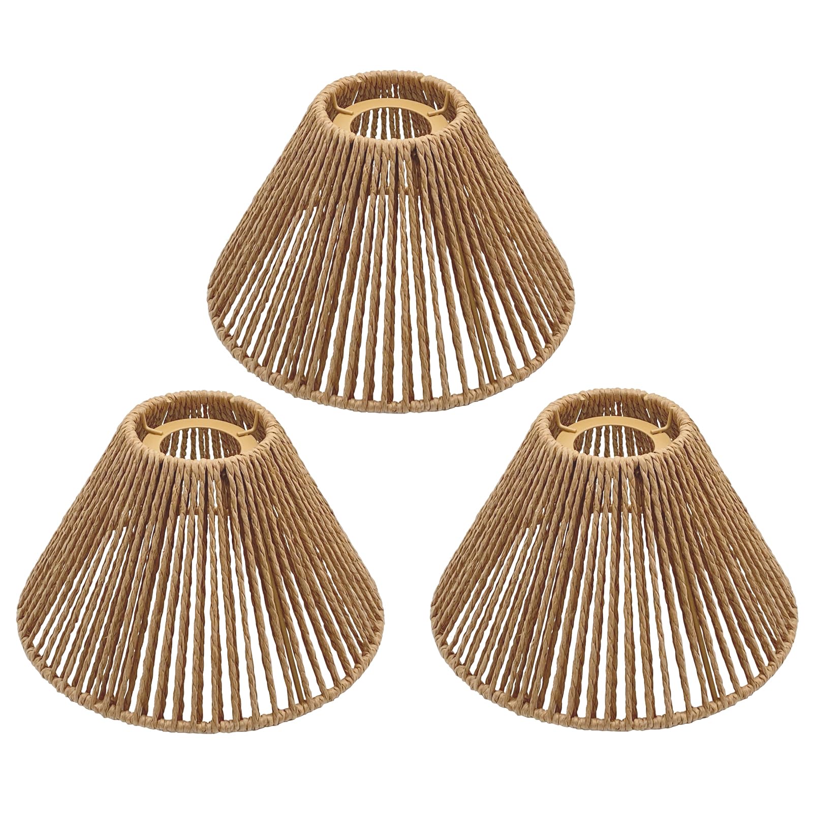 Confezione da 3 paralumi boho in rattan – paralume a cesto per lampada a sospensione con portalampada E27 – cesto lampada – 20 cm