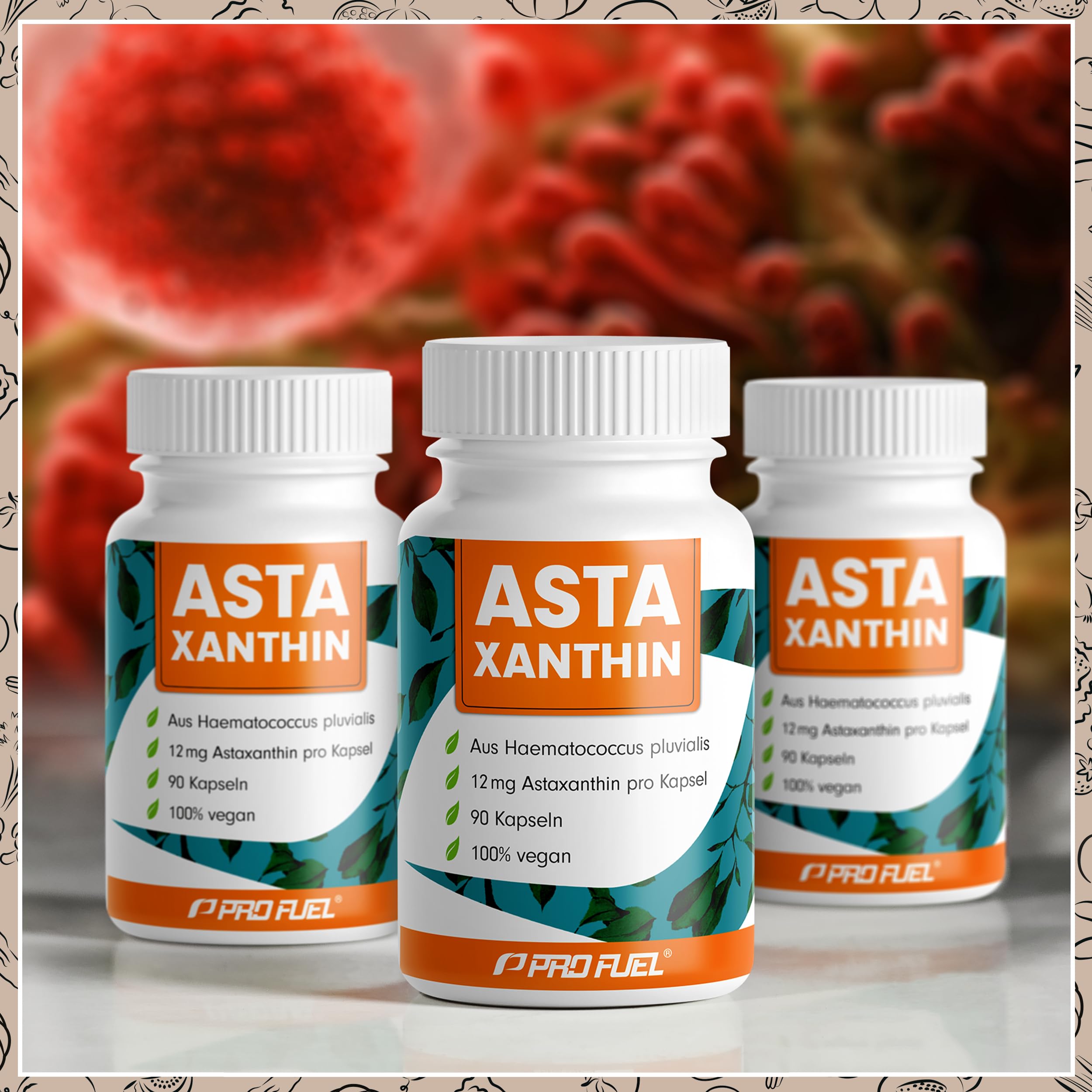Astaxanthin-Kapseln 90x - hochdosiert mit 12 mg Astaxanthin pro Kapsel - AstaGuard® Premium-Rohstoff aus der Blutregenalge (Haematococcus pluvialis) - laborgeprüft - vegan - Vorrat für 6 Monate