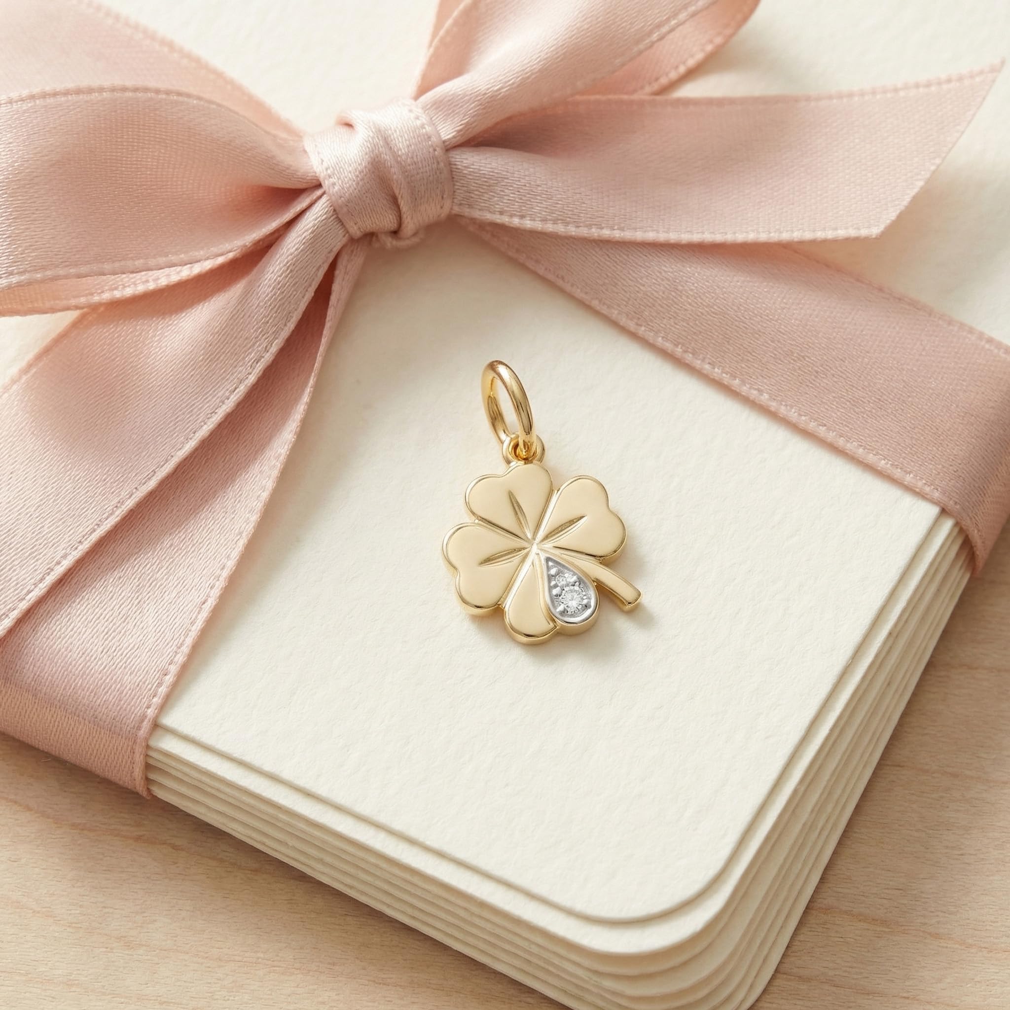 Amor Motivanhänger Damen Anhänger, mit Zirkonia synth., 1,6 cm, Gold, Kleeblatt, Kommt in Schmuck Geschenk Box, 2013540