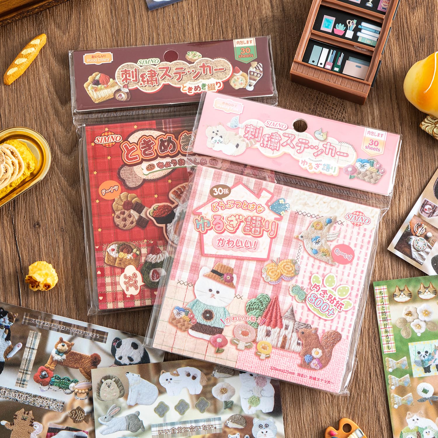 Livre d'autocollants rétro japonais pour fille, thème animaux et plantes – Plus de 800 autocollants brodés de style ancien Showa mignon pour bricolage, scrapbooking, journal, décoration de manuel