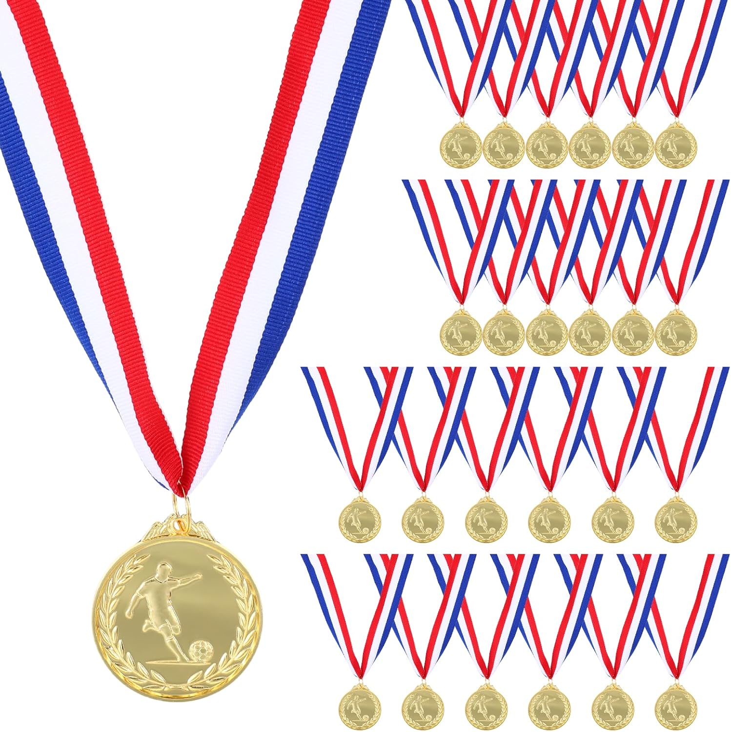 24 PCS 2 Inch Metal Baseball Medals with Neck Ribbon, Sports Award for Competitions, Match Prizes & Sport Trophies for Ball Games