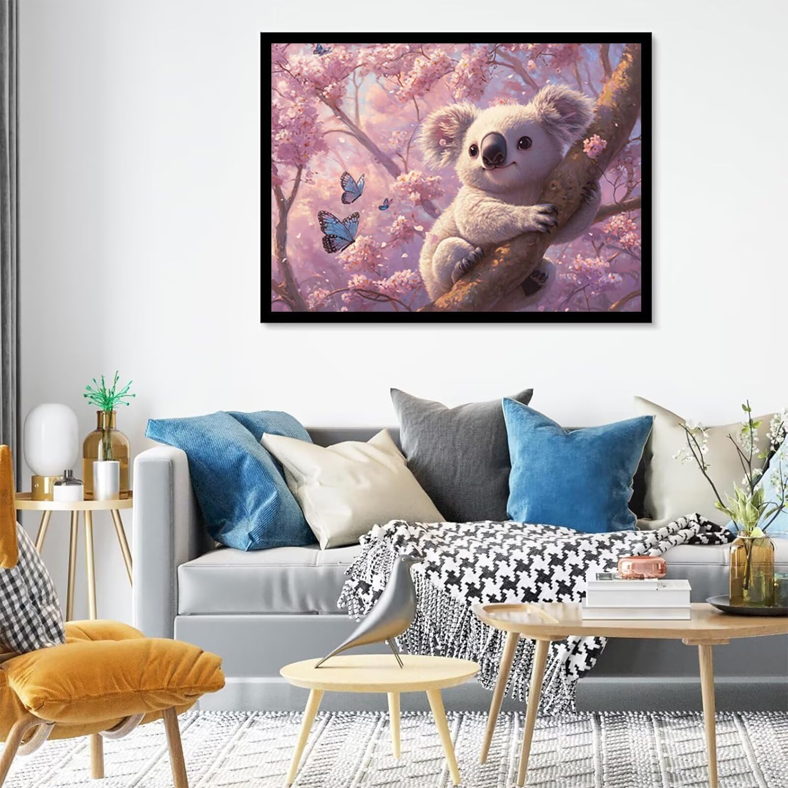 Malowanie po numerach, dla dorosłych, kwiaty wiśni, obraz olejny, koala po numerach, dla dzieci, początkujących, DIY, kolorowe obrazy akrylowe, hobby dla dorosłych i kobiet, z 3 pędzlami, dekoracja