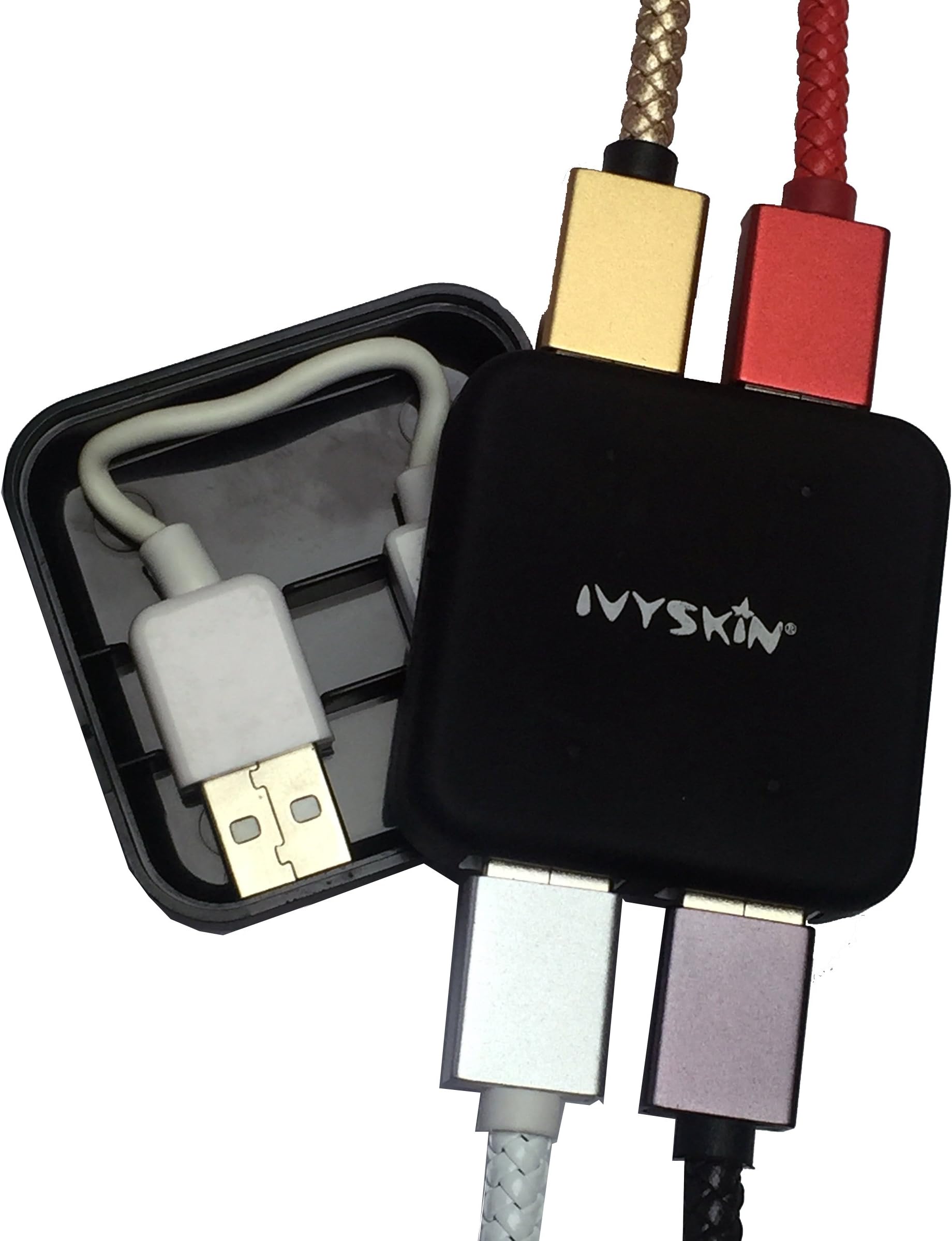 IvySkin USB HUB-Jet 4-Port 2.0 Hub with Individual Power Switches & LEDs Ultra Compact Travel Hub, Black