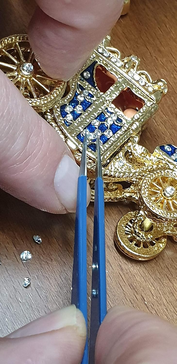 Russian FABERGE Ornament set EMPRESS Carriage Fabrege Egg Gifts for Women who have everything HANDMADE 10ct Crystal Diamonds 24k Gold decor Sapphire Bracelet Graduation Anniversary Birthday present