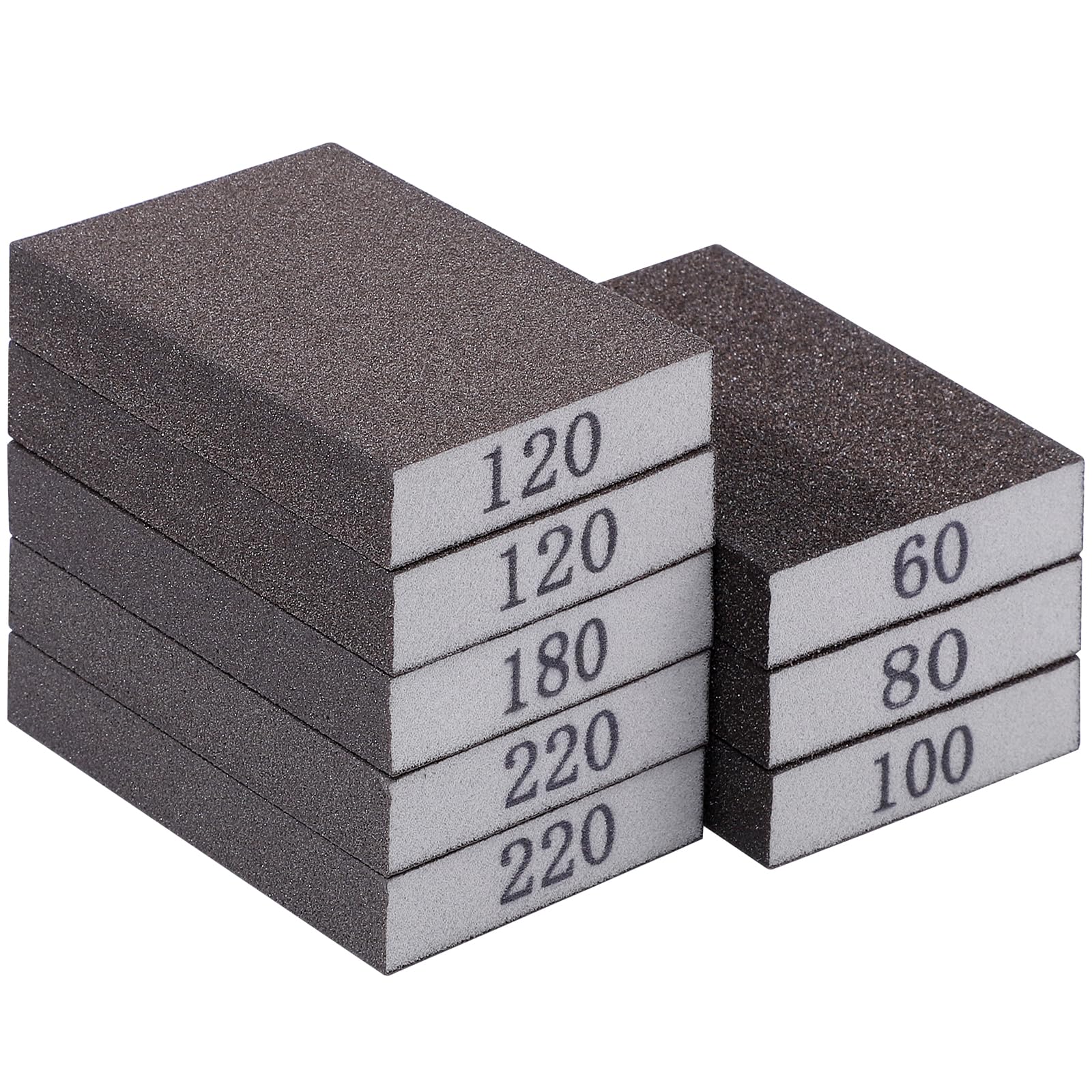 8pcs Sanding Block, 6 Grits Sanding Sponge Of 60/80/100/120x2/180/220x2, Sandpaper Block Wet and Dry Use, Sandpaper Pack For Wood, Metal, Walls Washable and Cuttable