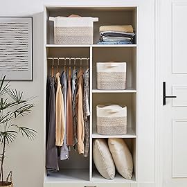 OIAHOMY Woven Storage Basket, Cotton Rope Baskets for Toys,Towel, Clothes, Used to Bathroom,Living Room,Nursery,Bedroom, 16x12x10- Pack of 3, Gradient Yellow