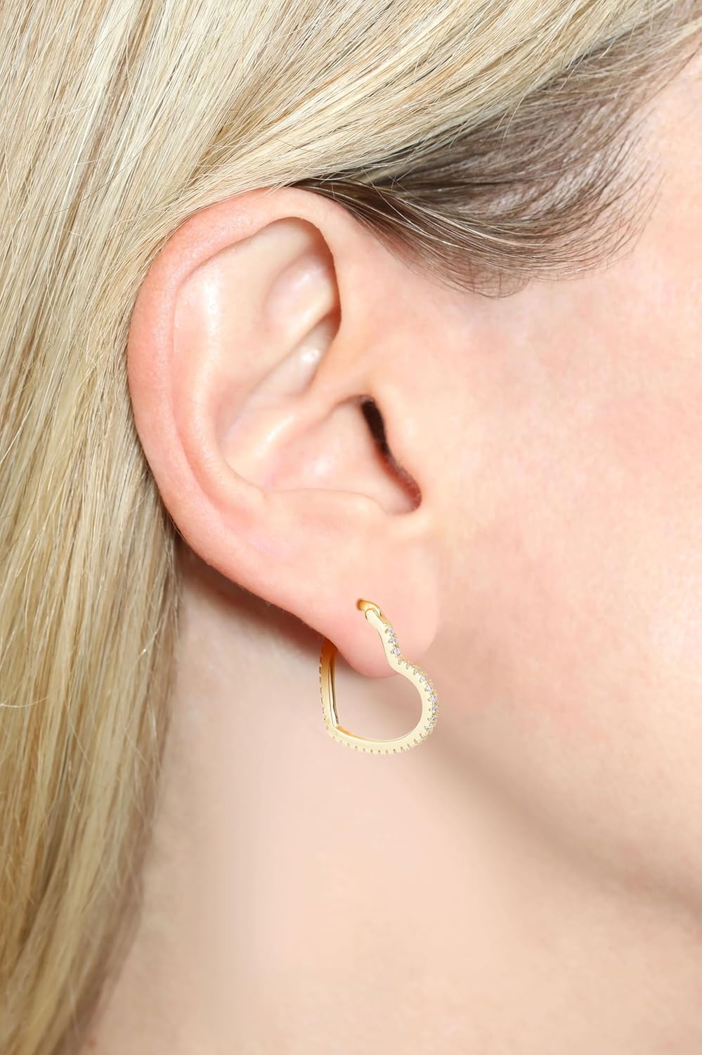 GAVU Gold Plated 925 Sterling Silver Heart Earrings for Women, Gold Heart Hoop Earrings for Women