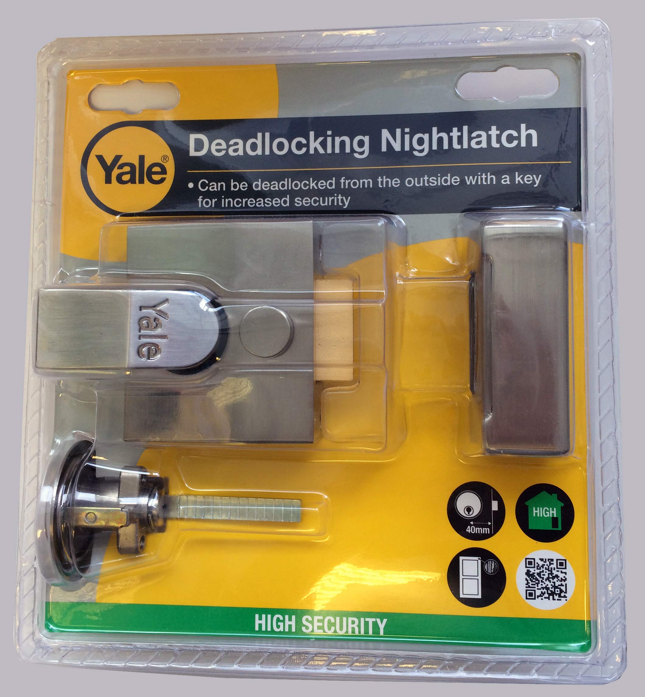 Loquet De Nuit Yale B-85-CH-CH-40 – 40mm, Chrome, Pour Porte, Sécurité Renforcée