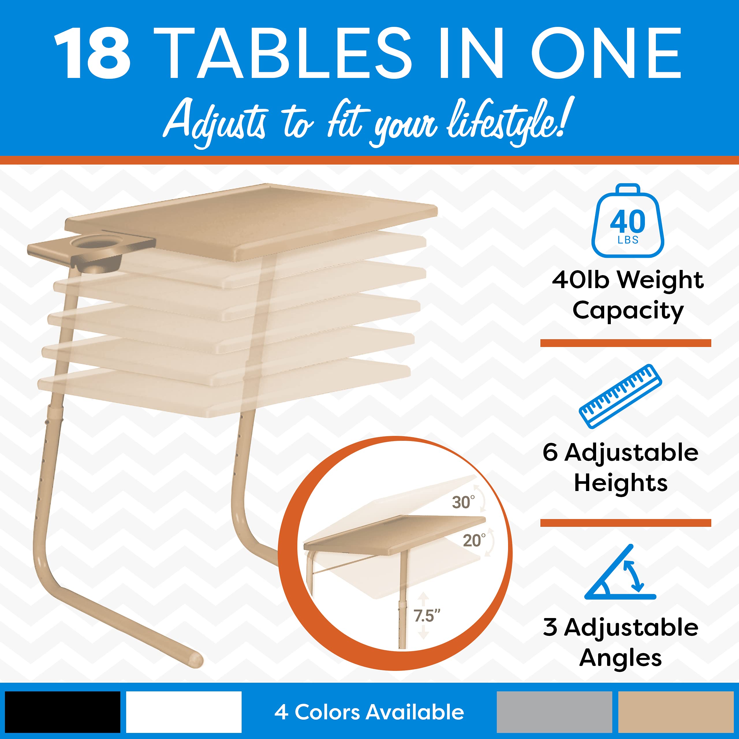 Table Mate II TV Tray Table Folding TV Dinner Table, Couch Table
