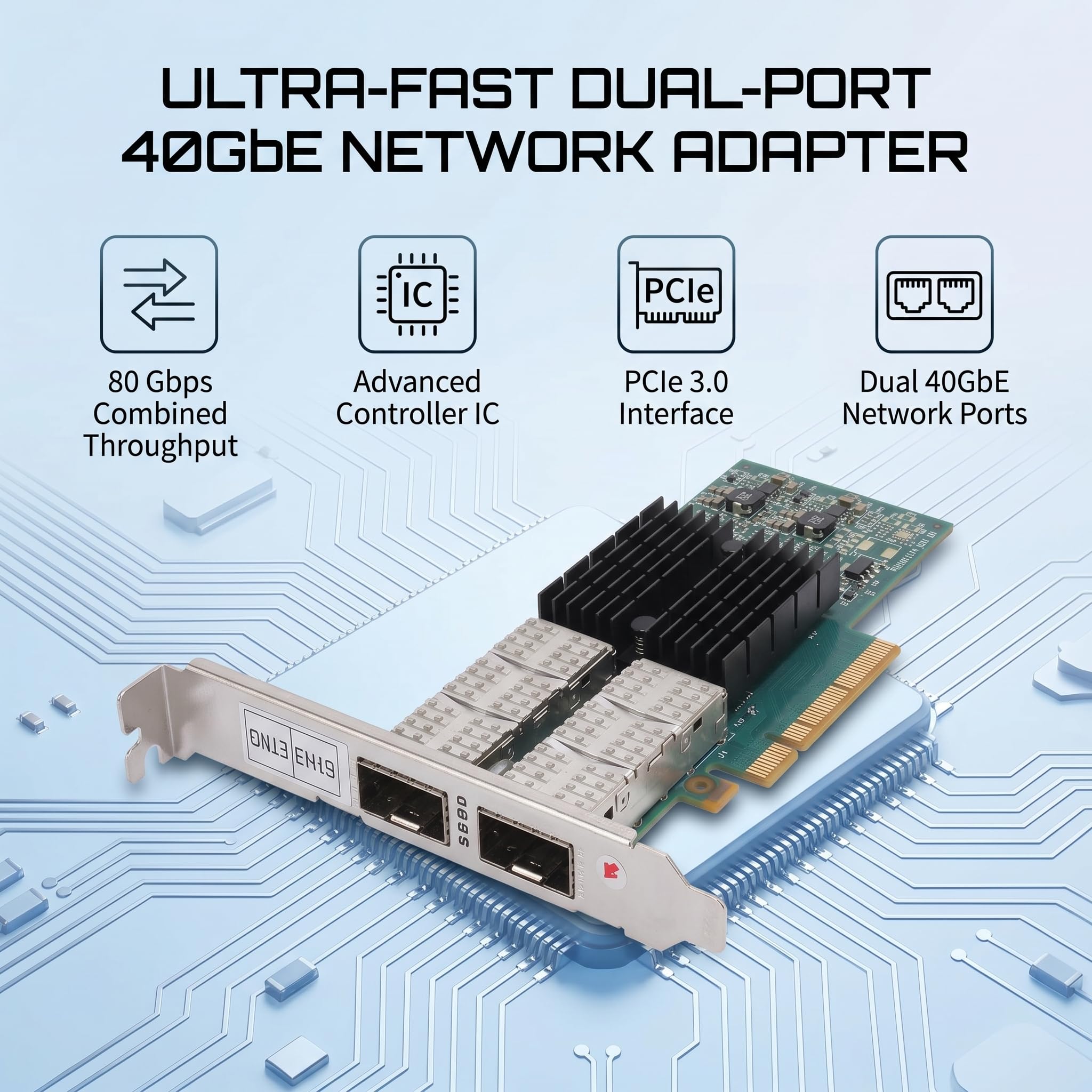 Gugxiom Carte réseau PCIe 40 Go double port QSFP PCI Express 3.0 X8 Ethernet pour fibre optique