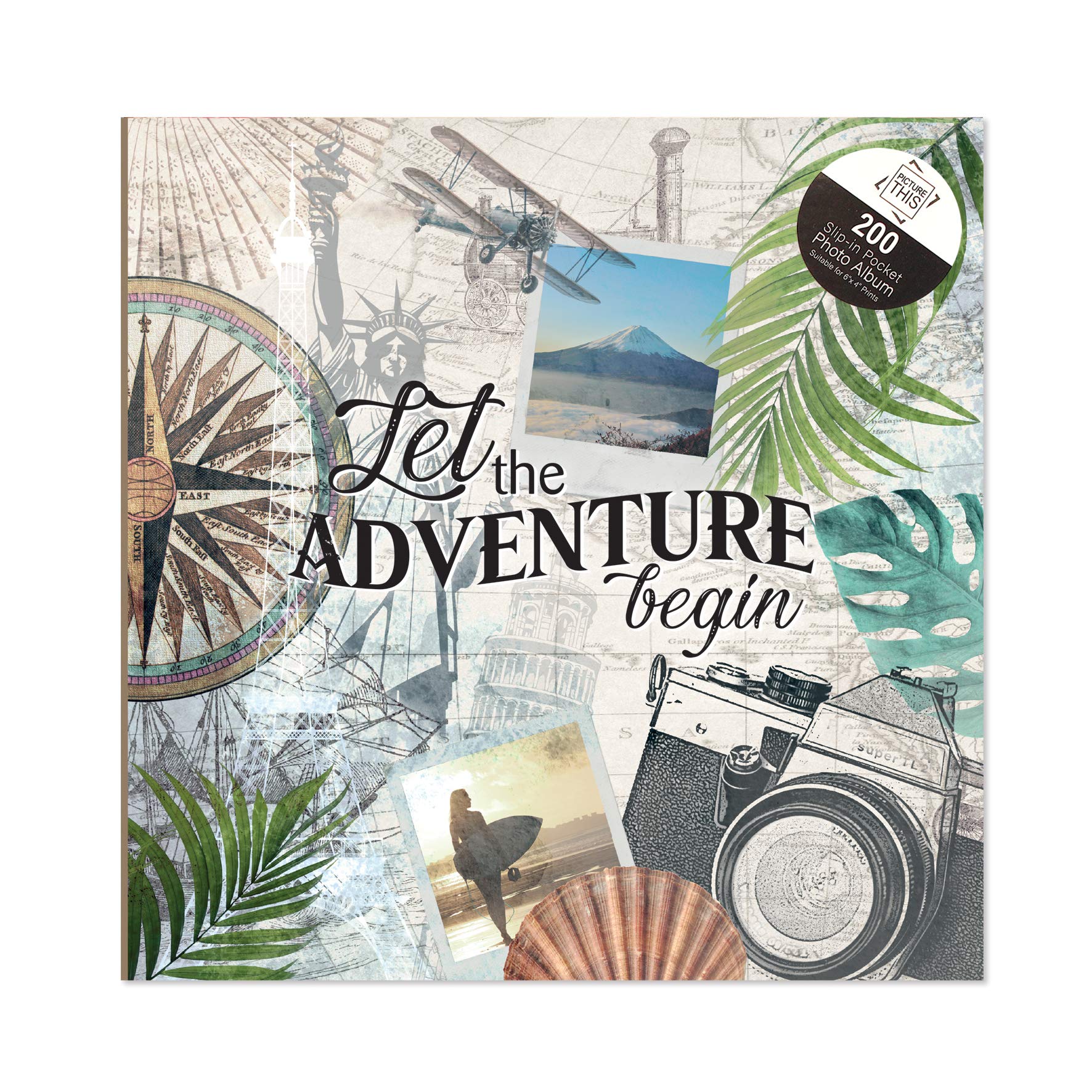 M1SS 'Let the Adventure Begin' Photo Album 200 Slip-in Pockets of 6x4 Inch (10x15cm) with Memo Writing Space/Section Photograph Memories Picture Album Memory Book Photo Collection Travel Wedding