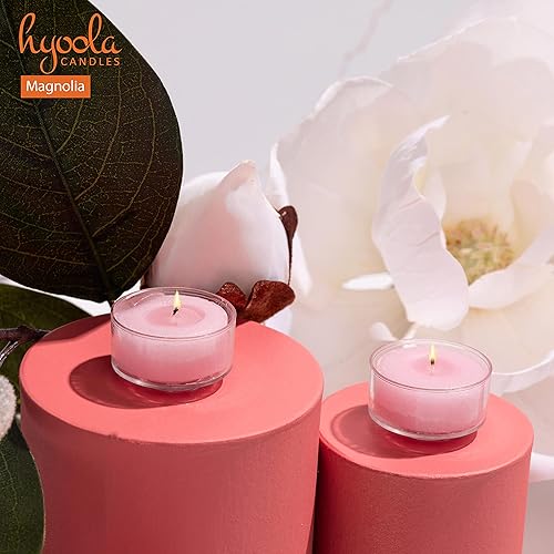 Miniatura 4 de HYOOLA Velas perfumadas de candelita  Taza transparente  Velas aromáticas Magnolia  6 horas de tiempo de combustión  Paquete de 15  Fabricado en