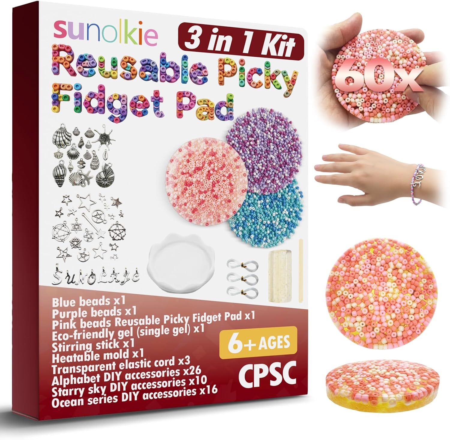 Reusable Picky Fidget Pad Over 60 Times, Fidget Pad Kit, Remeltable Pick Toy, Skin Picking Fidget Toys, Reusable Picking Pad, Dermatillomania Toys for Anxiety, Relief Stress, Gifts for Adults