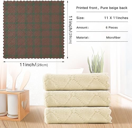 Miniatura 3 de KLL Christmas Plaid Checkered Tartan Pattern Microfiber Dish Towels for Kitchen Quality Cotton Tea Towels Kitchen Christmas Kitchen Hand Towels Dish