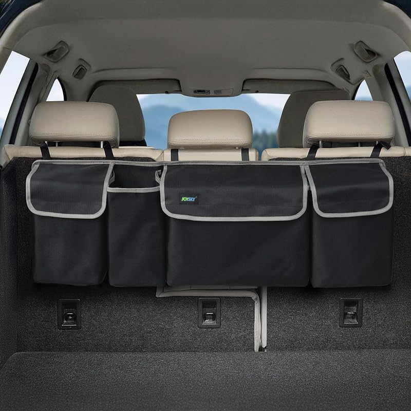Organizador suspenso para porta-malas JOYSKY em tecido Oxford 1680D preto e cinza com 4 compartimentos