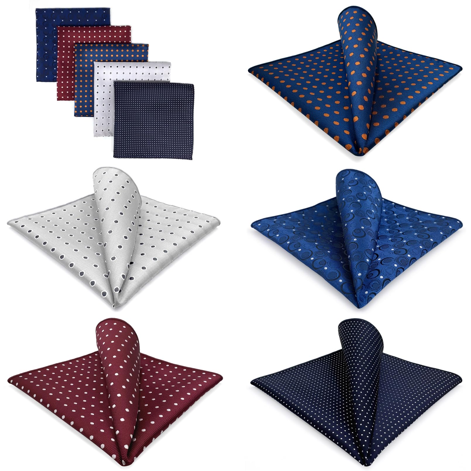 S&W SHLAX&WING 5 Pieces Pañuelo De Bolsillo Para Hombre Handkerchiefs Set para chaqueta de traje - 3