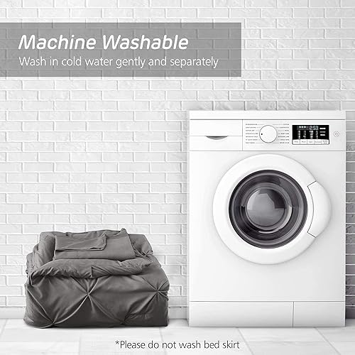 Miniatura 6 de HAOK Juego de edredón tamaño Queen  Juego de edredón plisado de 8 piezas, juego de edredón de lujo de microfibra de 500 GSM con plumón alternativo