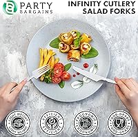 Vista 161 de Party Bargains Disposable Plastic Black Gold Cutlery Set, Infinity Modern Design Utensils, 40 Pack: 16 Forks, 8 Knives, 16 Spoons