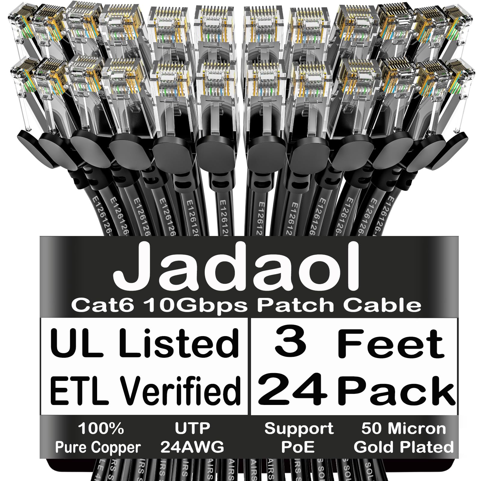 Jadaol Cat6-Ethernet-Kabel, für den Innen- und Außenbereich, 10 Gbit/s, unterstützt Cat8 Cat7-Netzwerk, robustes Internet-LAN-Patchkabel, wetterfestes Hochgeschwindigkeitskabel für Router, Modem