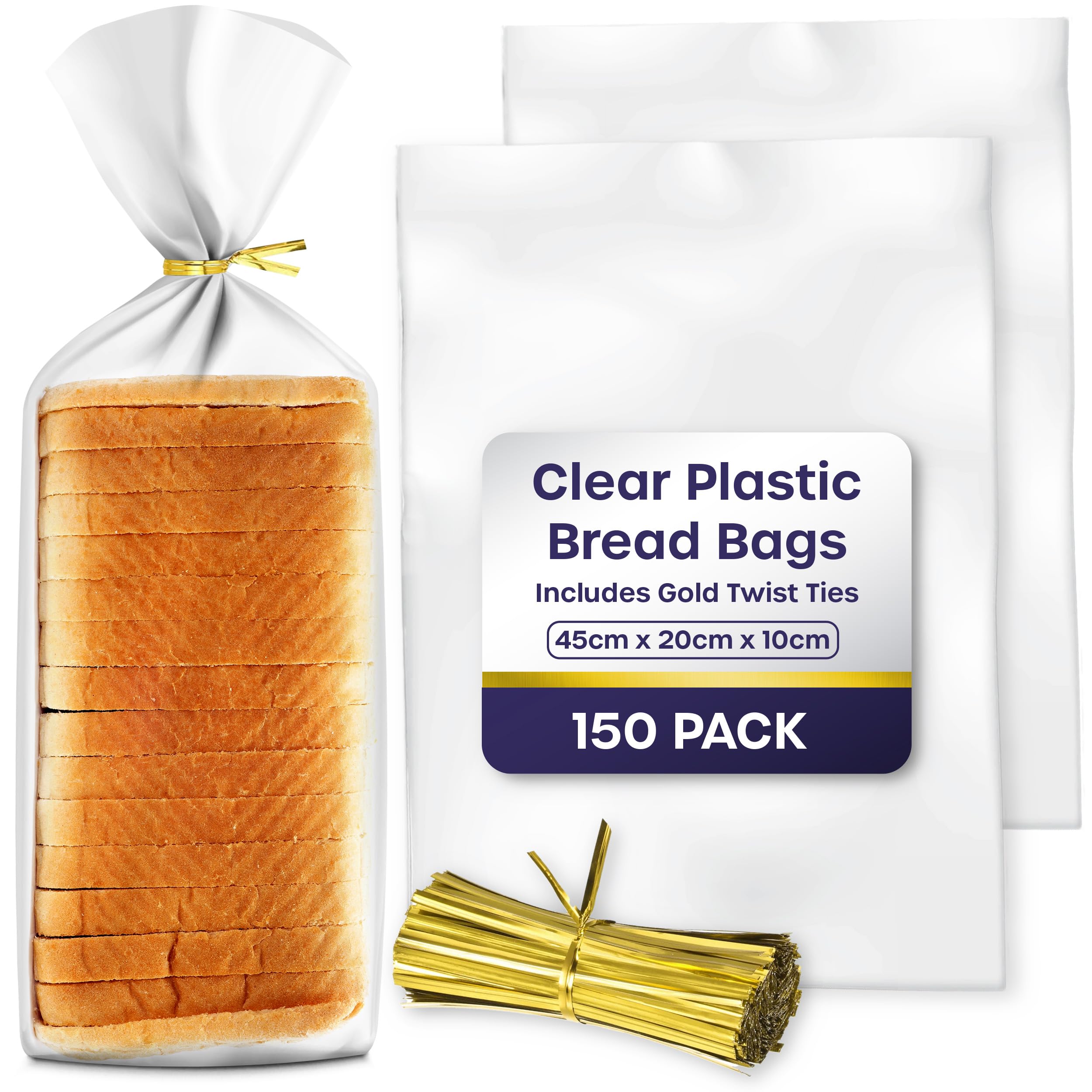 volila Brot Plastiktüten - Packung mit 150 Brottüten für Brotlaib, Brötchenbacken, Baguette-Brotbeutel, um Brot frisch zu halten