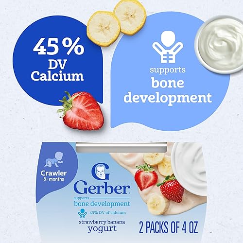 Miniatura 4 de Gerber Comida para bebés, aperitivo de mezclas de yogur, plátano de fresa, rastreador, 8 meses o más, aperitivos para bebés, yogur para bebés, sin