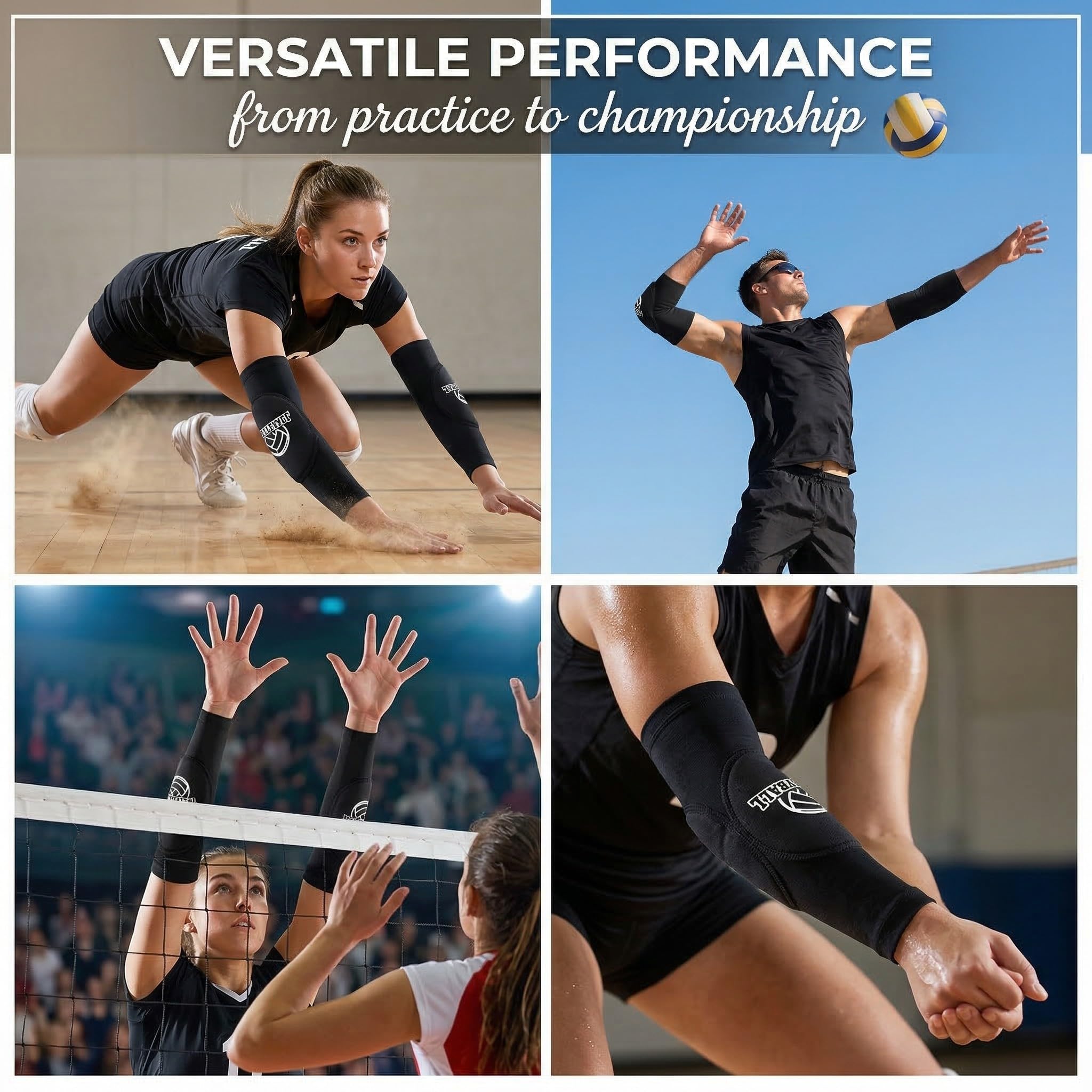 Protectores de Brazo de Voleibol, Antebrazo con Almohadilla de Protección Antideslizante y Orificio para el Pulgar, para Entrenamiento y Partido, M — view 4