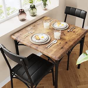 GAOMON Rustic Brown 2-Person Dining Table Set with Upholstered Chairs ...