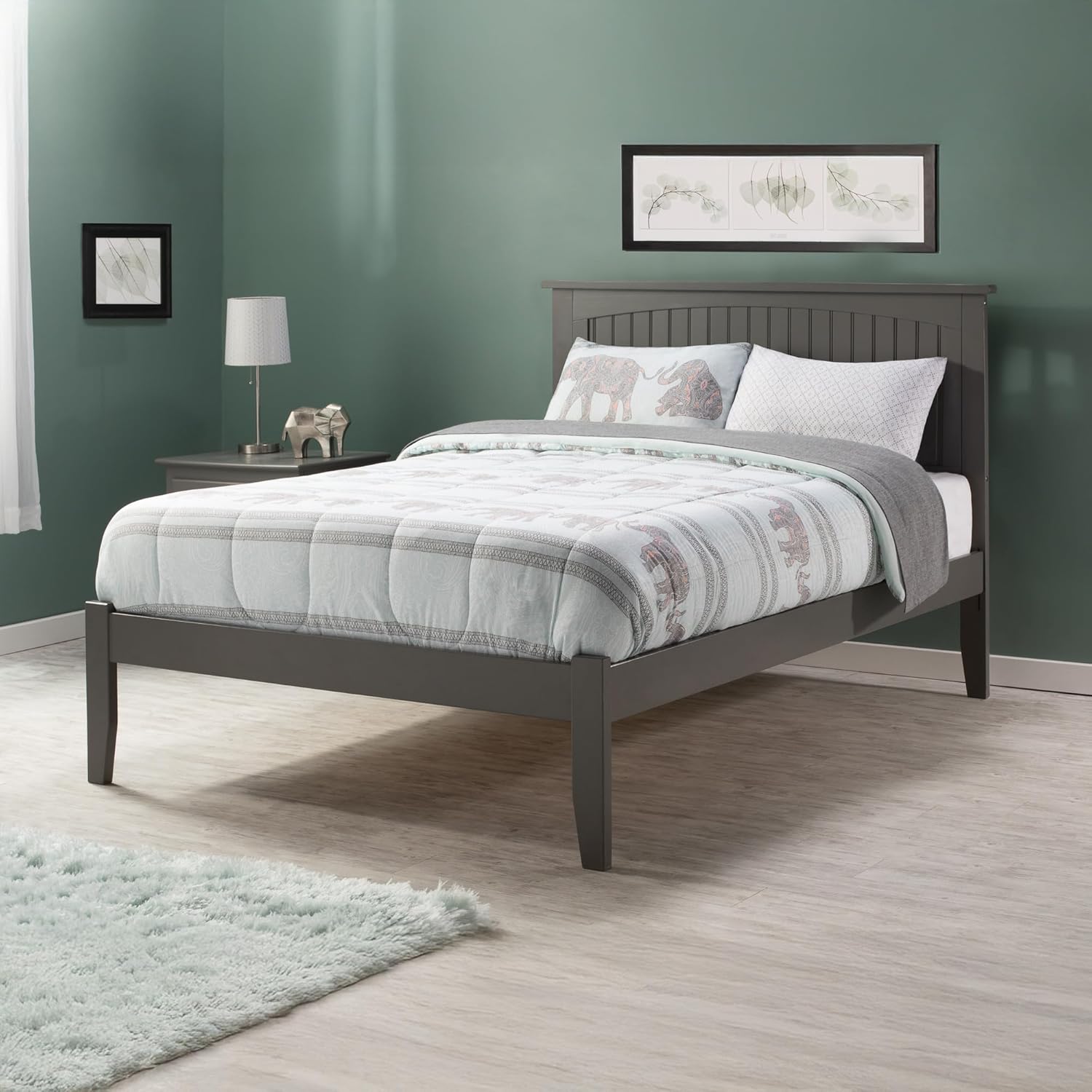 AFI Nantucket Twin XL Size Platform Bed with Charging Station in Grey