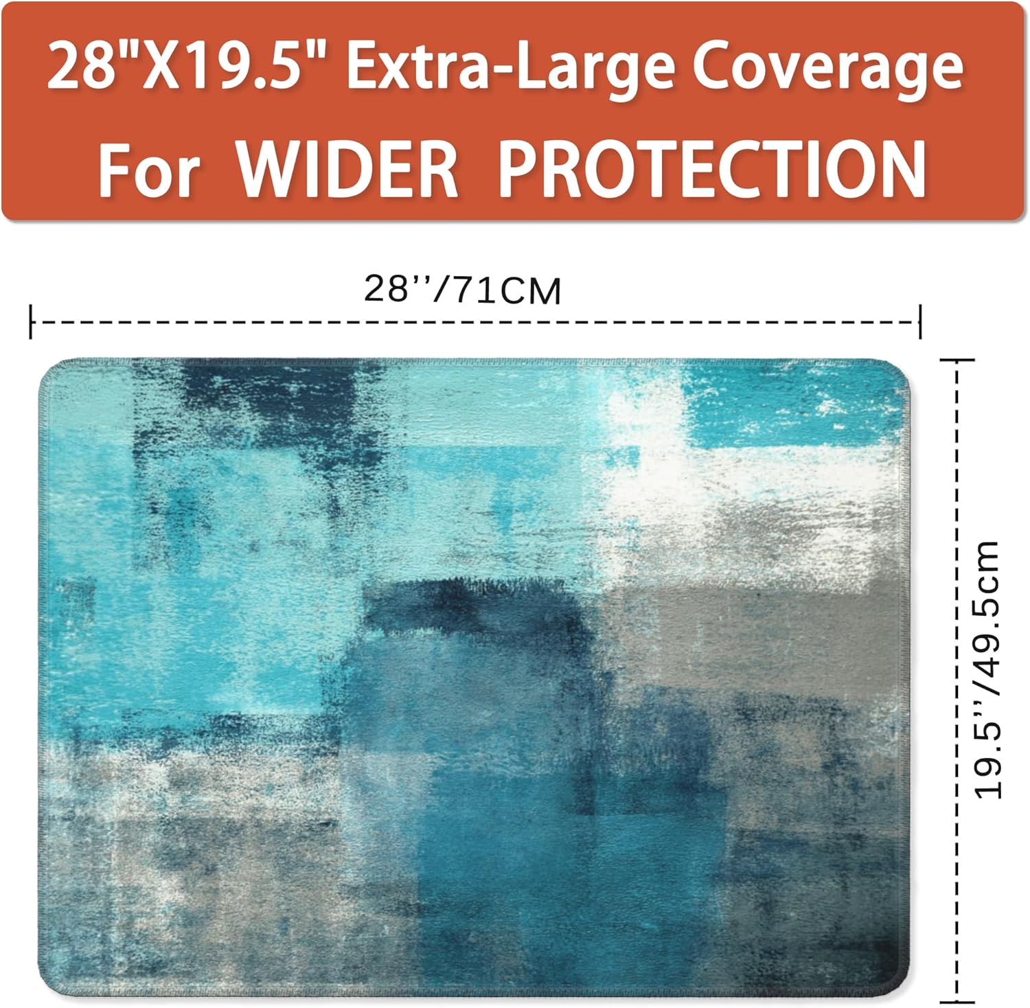 Stove Top Cover for Electric Stove,Abstract Art Painting Heat Resistant Glass Cooktop Cover,Grey Blue Multipurpose/Counter/Washer Top Protector,Dishwasher Safe Natural Rubber(28"x19.5")