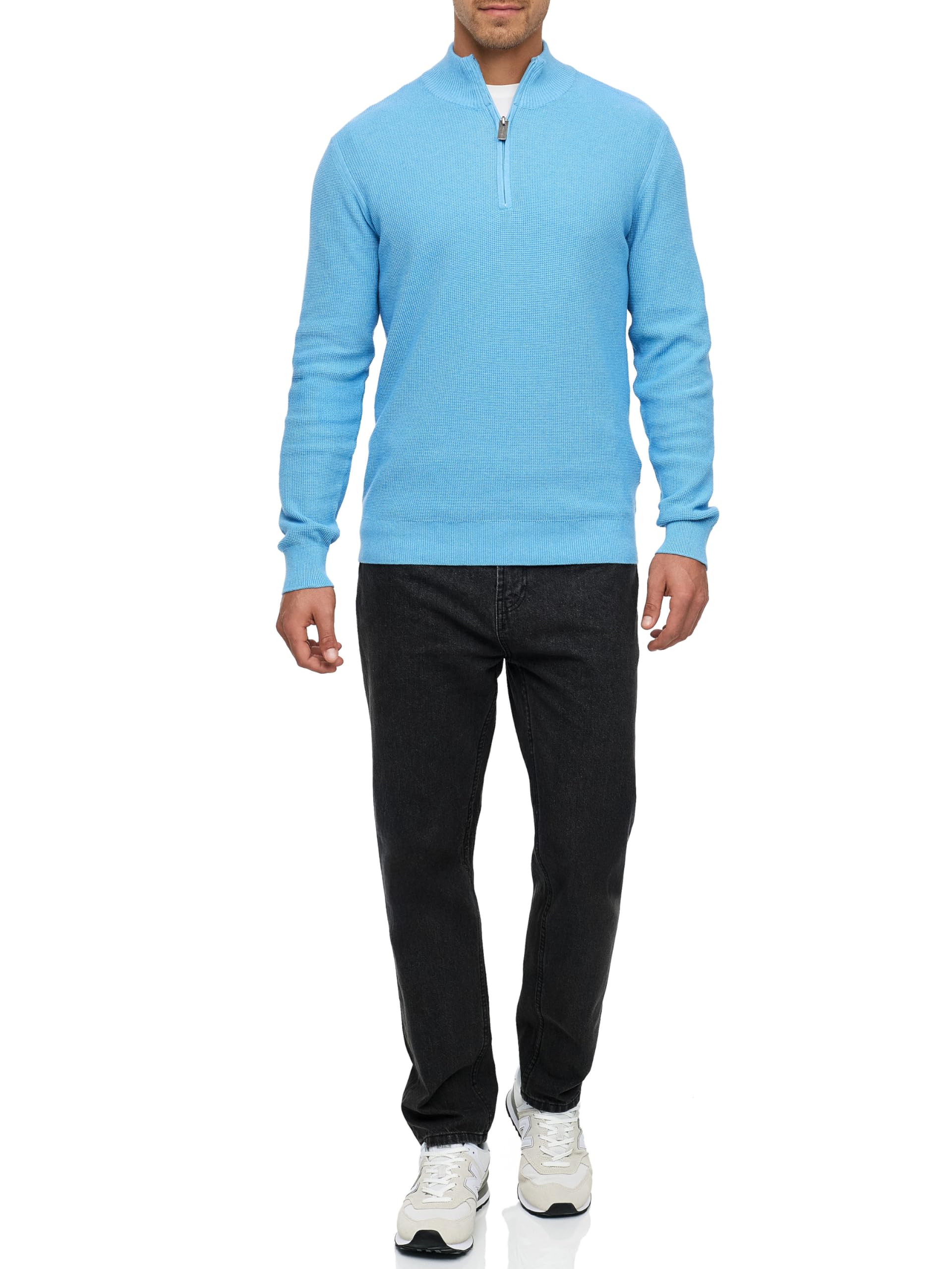 Indicode Herren INBull Strickpullover aus 100% Baumwolle mit Zip-Kragen | Pullover für Männer