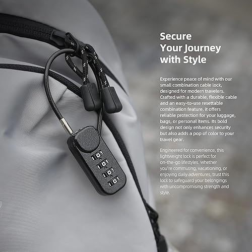 Miniatura 3 de Cerradura de combinación pequeña para equipaje, cerradura de cable con código, combinación de candado de 4 dígitos, para maleta, casillero de