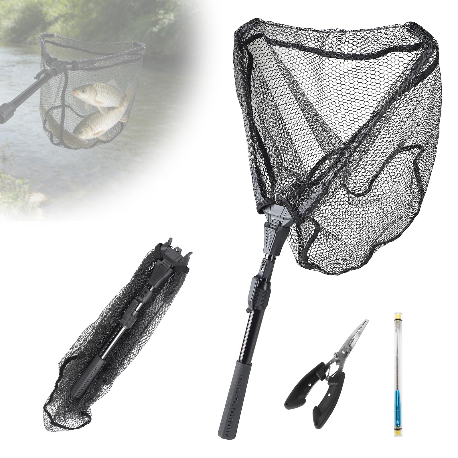 CPROSP Épuisette de Pêche Pliable Télescopique