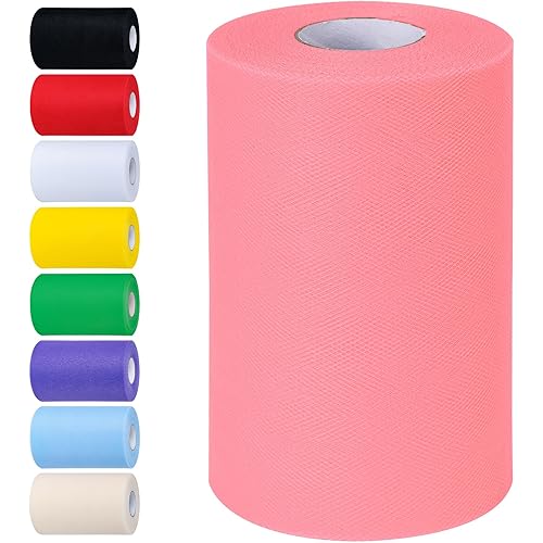 Peachy Tulle Fabric Rolls 6 Inch by 100 Yards (300 feet) Tulle Roll Spool Fabric for DIY Tutu Skirt Baby Shower Birthday Party Wedding Decorations Christmas Craft Supplies (Peachy)