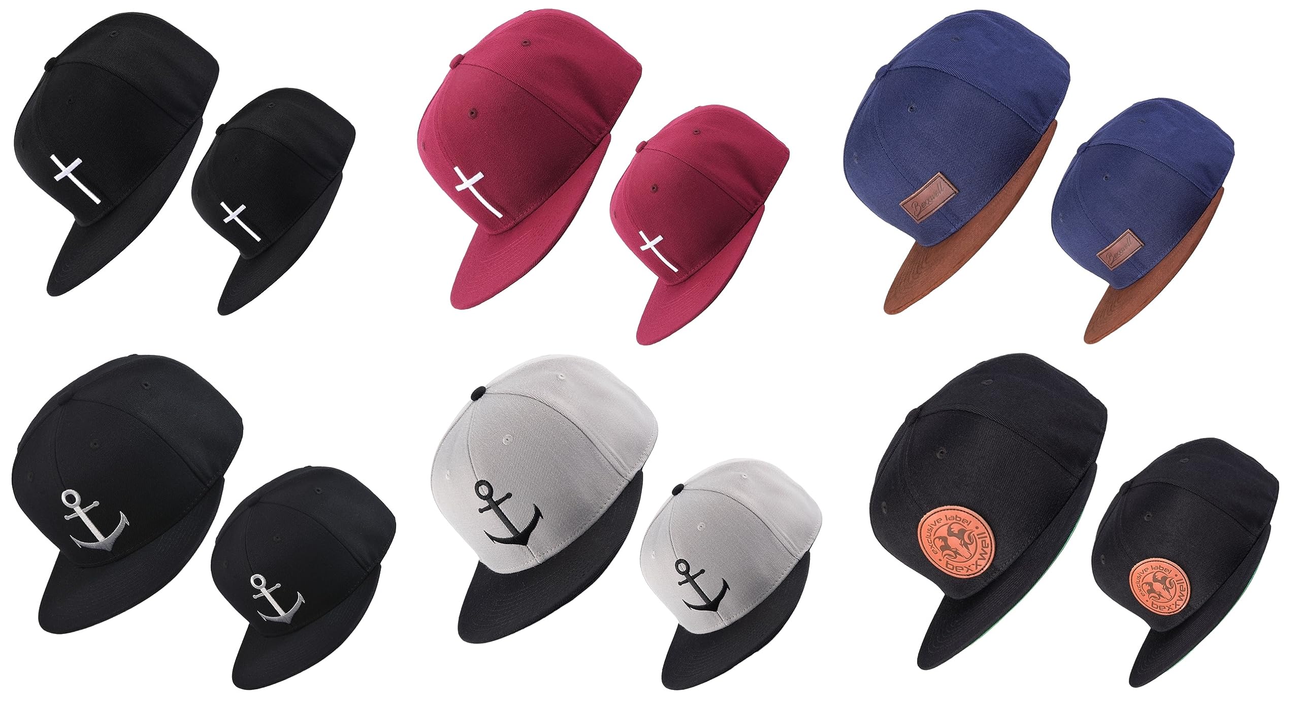Set di 2 berretti snapback, look partner per grandi e piccini