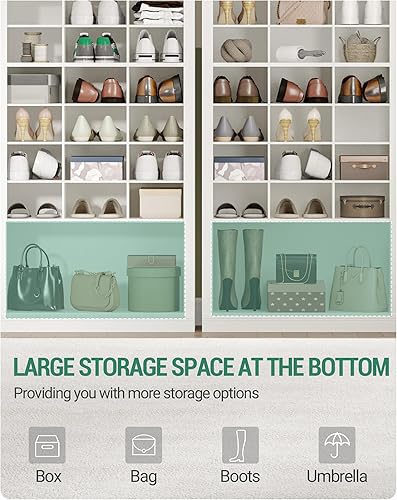 Miniatura 4 de SR39303X - Armario de almacenamiento de zapatos de 11 niveles, armario alto de zapatos con cubículo, organizador de zapatos independiente de madera,