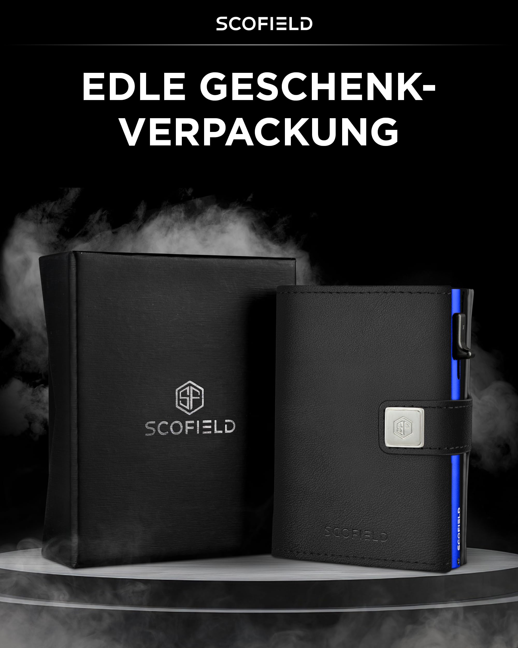 SF SCOFIELD Trinity wąski portfel z przegródką na monety, wysokiej jakości etui na karty kredytowe na 10-12 kart, ochrona RFID, portfele dla mężczyzn, inteligentny portfel, Münzfach Max