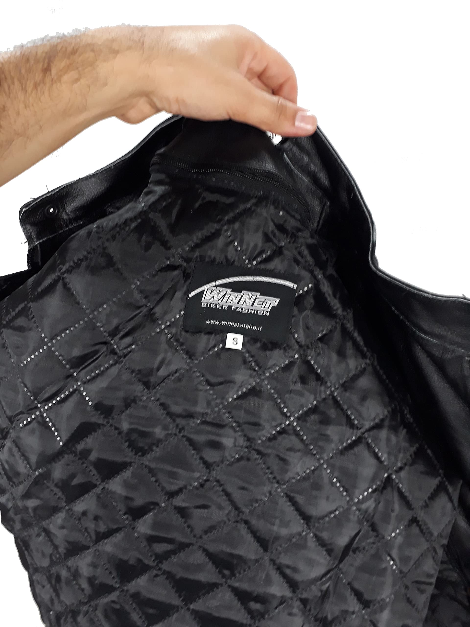 WinNet Giacca da per moto pelle con protezioni