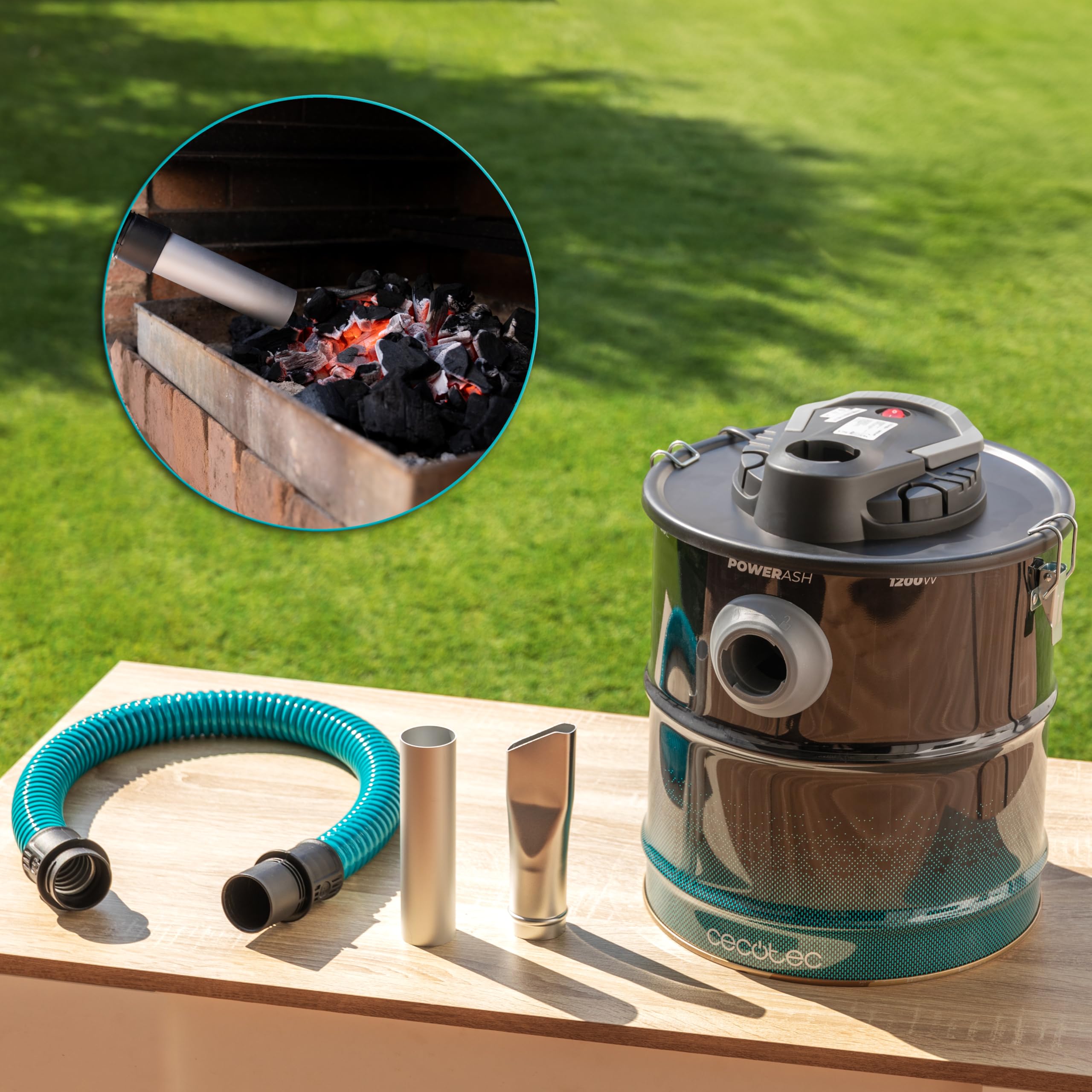 Cecotec Aspirador de Cenizas de 20L Conga Ash 4000 Home. 1200W de Potencia, Poder de Succión 18kPa, Tubo con Recubrimiento Metálico, Filtro con Malla Metálica, Boquilla de 38mm