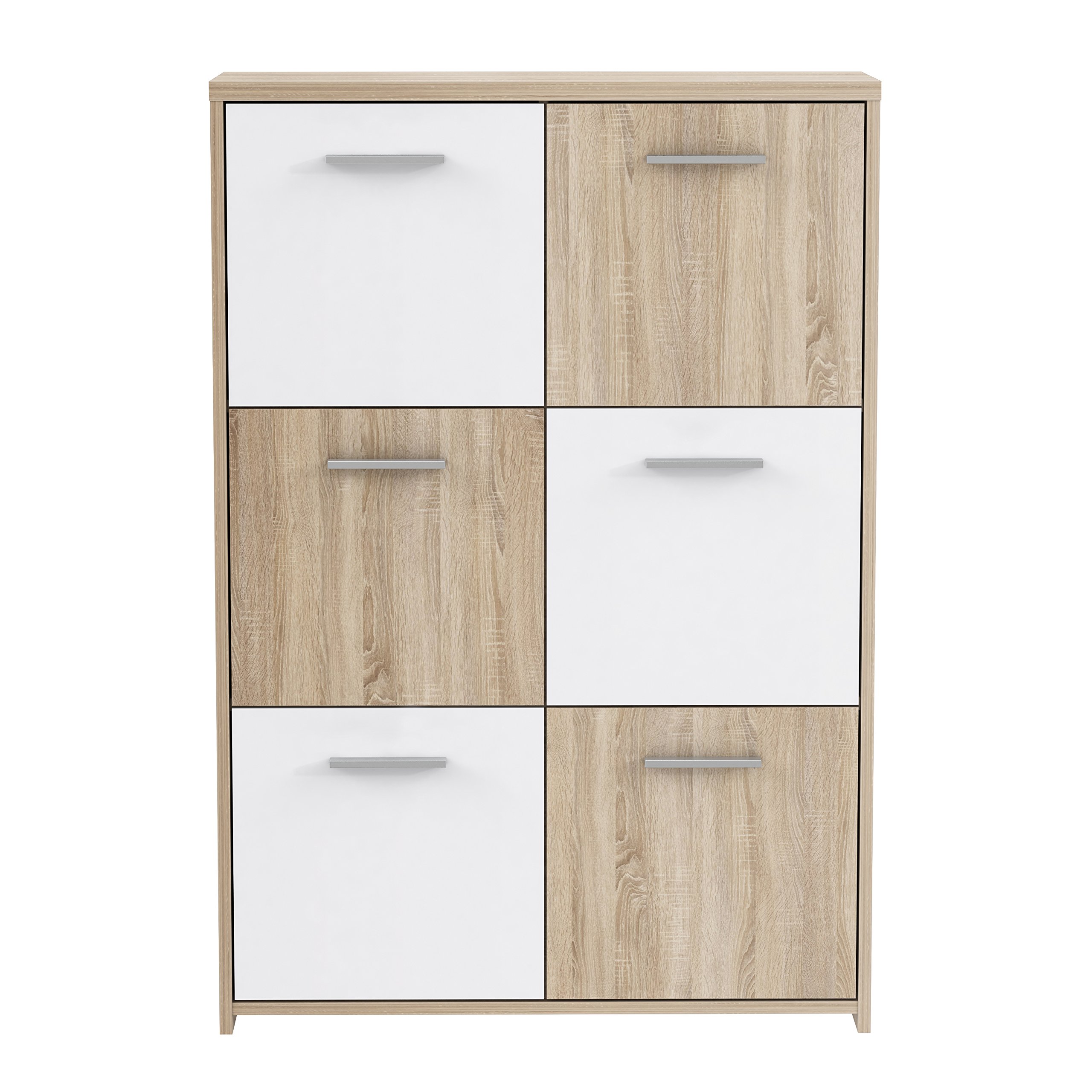 AVANTI TRENDSTORE - Fianna - Comó 6 ante in legno laminato nel colore quercia sonoma/bianco. Dimensioni LAP 77,2x112,7x29,6cm