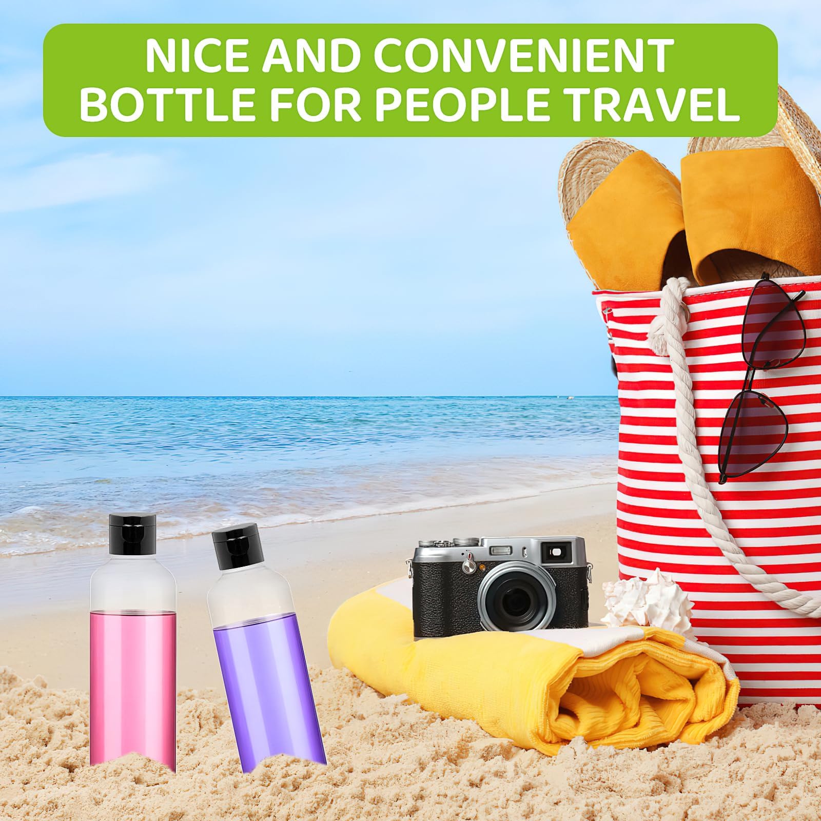 50 Stück Reiseflaschen zum Befüllen 100 ml Plastikflaschen mit Flip Cap, Leere Kosmetikflaschen mit Trichter Auslaufsichere Abfüllflaschen für Shampoo, Lotion, Duschgel & Reisen