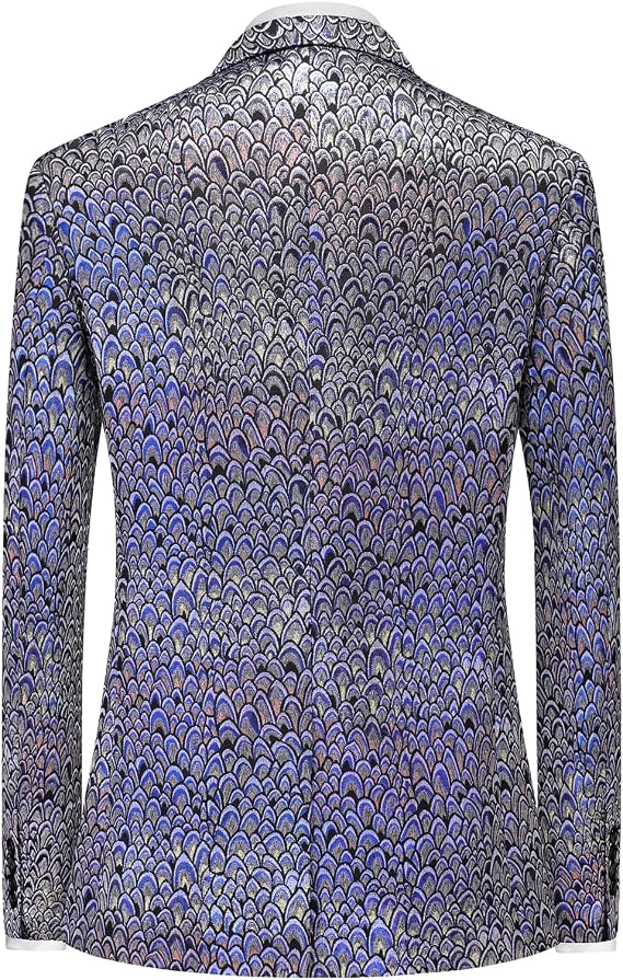 Mens Floral Tuxedo Shiny Blazer Dinner Party Suit