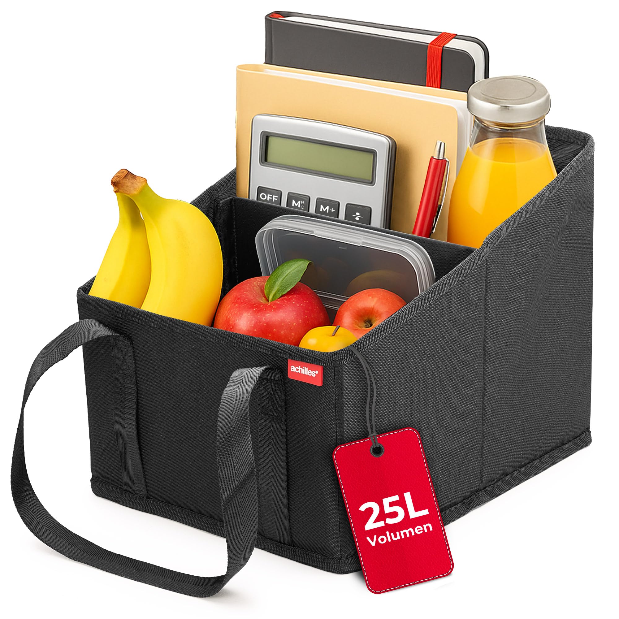 achilles Beifahrer-Organizer, Rücksitz-Box, Autositz-Tasche, Vordersitz-Faltkorb, Autotasche, 31x25x25cm,Schwarz