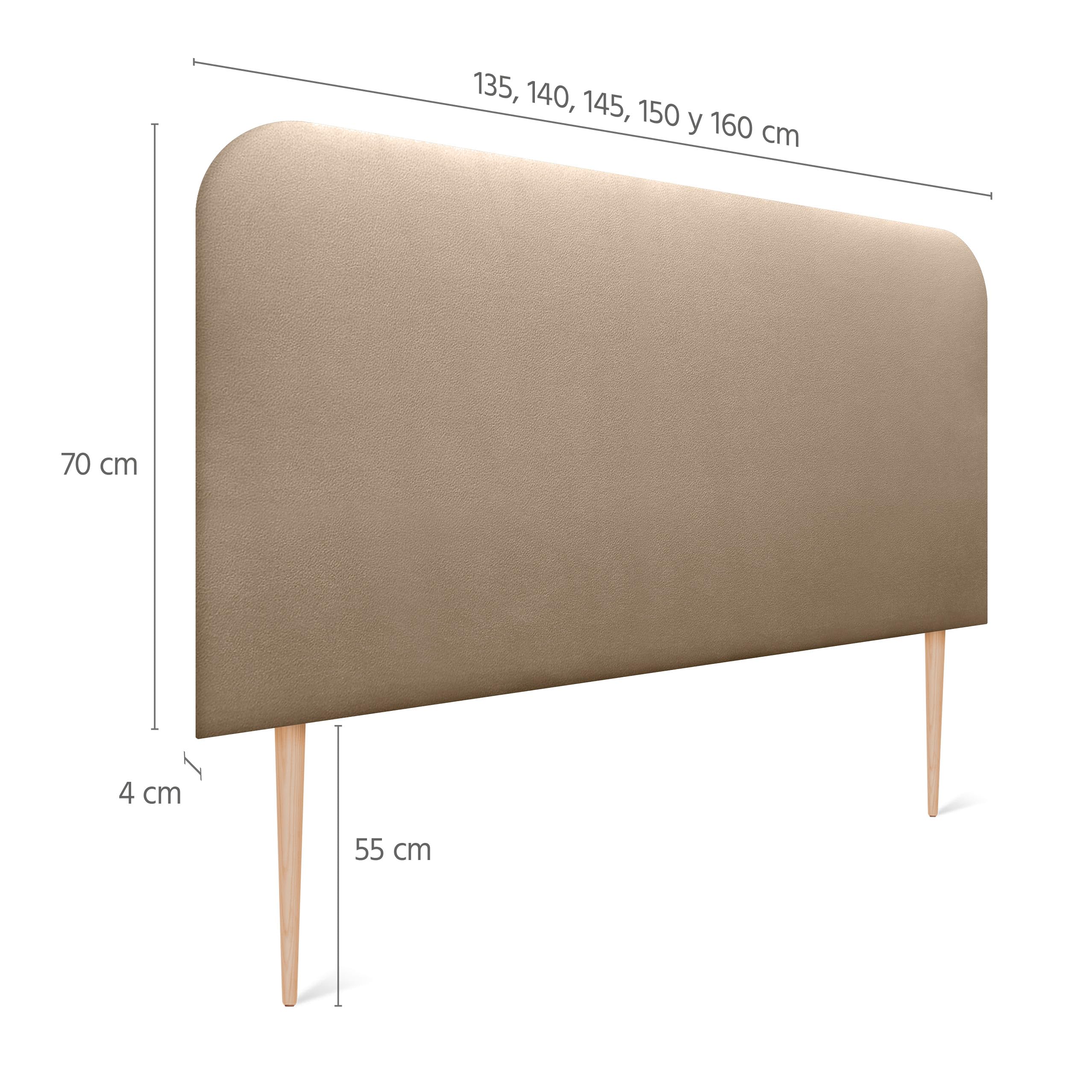 DHOME Cabecero Tapizado Liso Curvo Polipiel 70cm Altura con Patas para Pared Acústicos Cabeceros Absorbentes Cabezal Cama Dormitorio (Champán, 160cm)