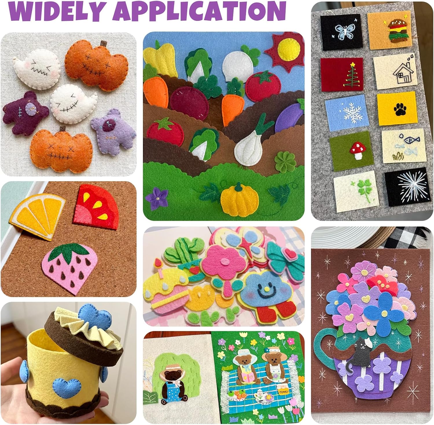 77Pcs Stiff Felt Sheets, 1mm Thick Felt Fabric Squares for Sewing & DIY