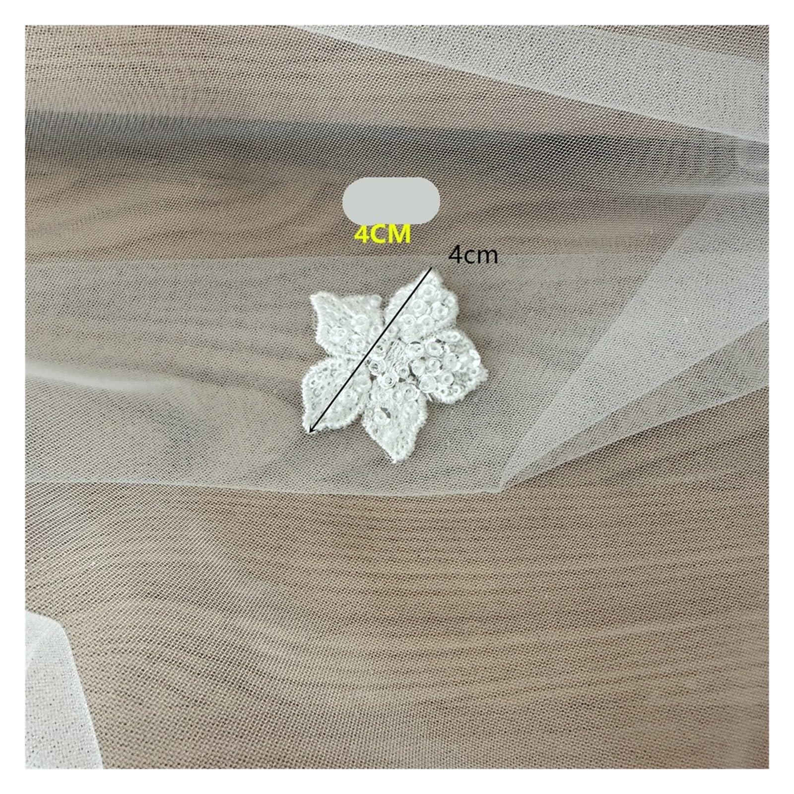 Flicken Zum AufbüGeln 30 Stück Organza-Stickerei, elfenbeinfarben, applizierte Schleier-Spitze, Blumen-Patches mit Perlen, Perlenstickerei, Spitze for Nähen auf dem Kleid für Hüte
