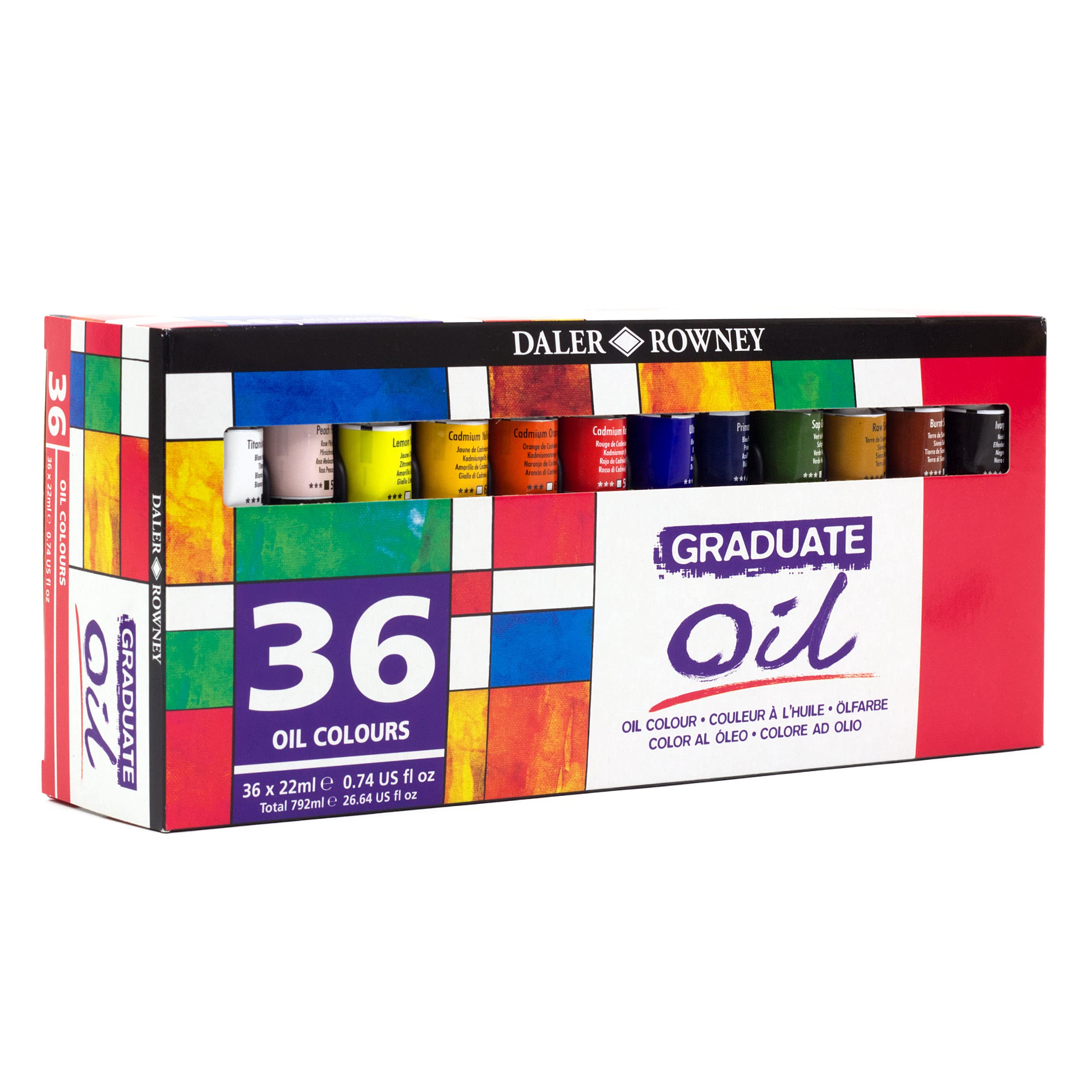 Daler Rowney GRADUATE Oil, Ölarben in Studenten-Qualität, Set mit 36 x 22 ml
