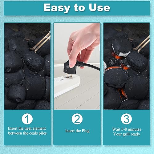 Miniatura 5 de KITOSUN Arrancador de carbón eléctrico de 600 W  Parrilla de barbacoa superior, encendedor de carbón, briquetas de encendido fácil y rápido, sin